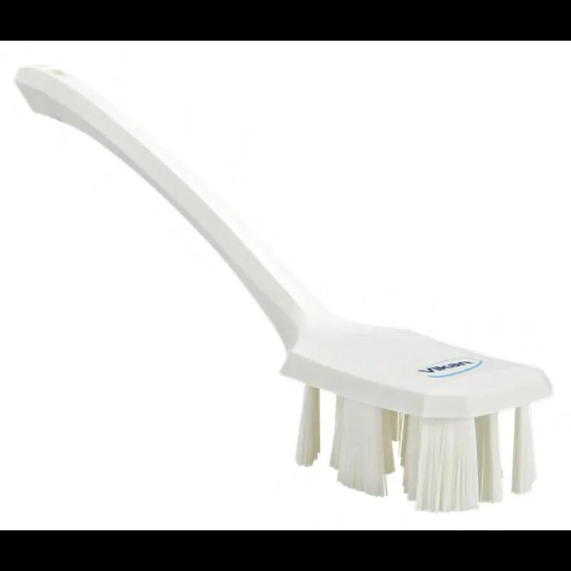 Vikan® Scrub Brush 2.8X5.5 IN White Long Handle Stiff Bristles Ultra Safe Technology (UST) 1/Each