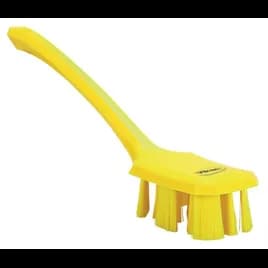 Vikan® Scrub Brush 15.6X2.8X5.5 IN Polyester Glass Polypropylene (PP) Yellow Long Handle Stiff Bristles 1/Each