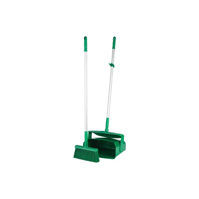 Vikan® Lobby Pan & Broom 14.6X7.1X47.5 IN 37IN Green PP Anodized Aluminum Polyester With Hanging Hole Color Coded 1/Each