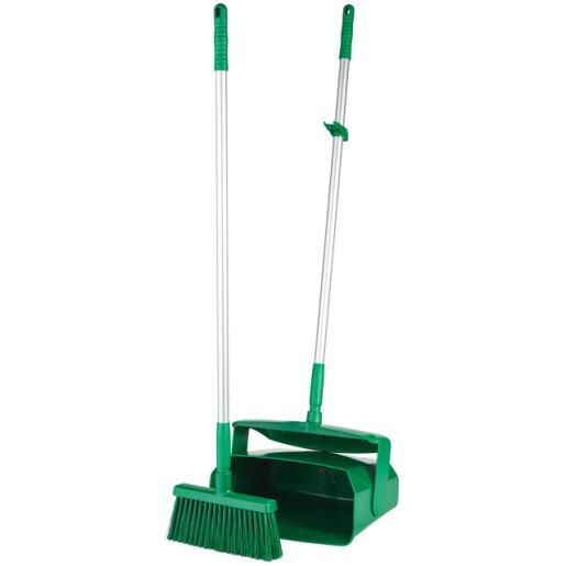 Vikan® Lobby Pan & Broom 14.6X7.1X47.5 IN 37IN Green PP Anodized Aluminum Polyester With Hanging Hole Color Coded 1/Each