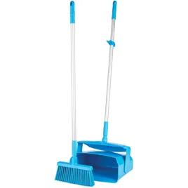 Vikan® Lobby Pan & Broom 14.6X7.1X47.5 IN Blue PP Anodized Aluminum Polyester With Hanging Hole Color Coded 1/Each