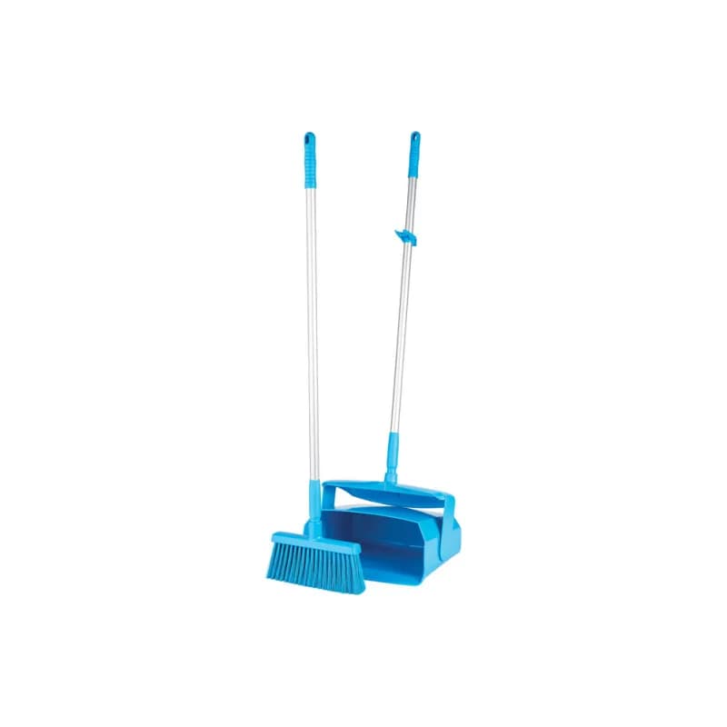 Vikan® Lobby Pan & Broom 14.6X7.1X47.5 IN Blue PP Anodized Aluminum Polyester With Hanging Hole Color Coded 1/Each