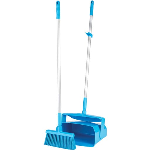Vikan® Lobby Pan & Broom 14.6X7.1X47.5 IN Blue PP Anodized Aluminum Polyester With Hanging Hole Color Coded 1/Each