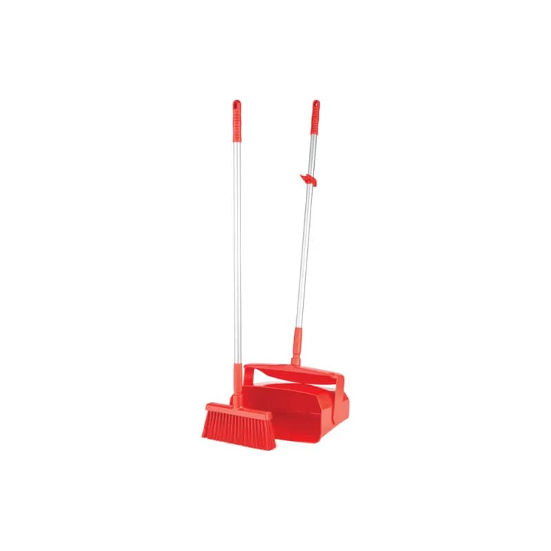Vikan® Lobby Dust Pan 14.6X7.1X47.5 IN Red PP Anodized Aluminum Polyester 1/Each