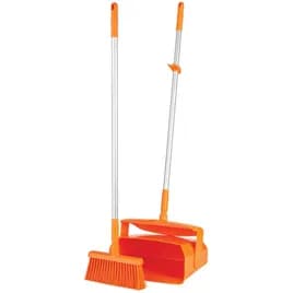 Vikan® Lobby Pan & Broom 14.6X7.1X47.5 IN Orange PP Anodized Aluminum Polyester With Hanging Hole Color Coded 1/Each