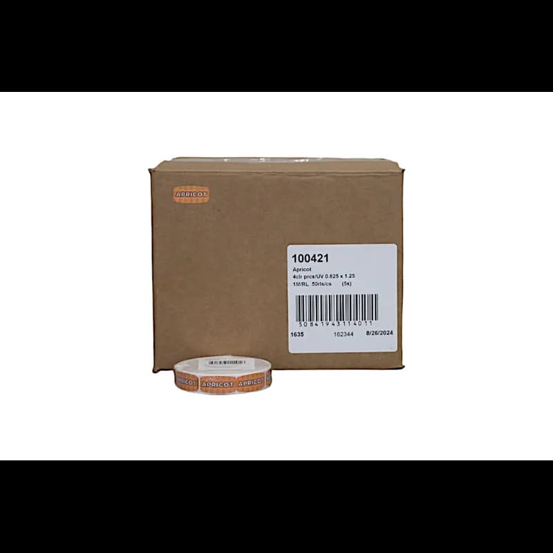 Apricot Bakery Flavor Label 0.625X1.25 IN Oval 4 Color Process UV 1000 Count/Roll 50 Rolls/Case 50000 Count/Case