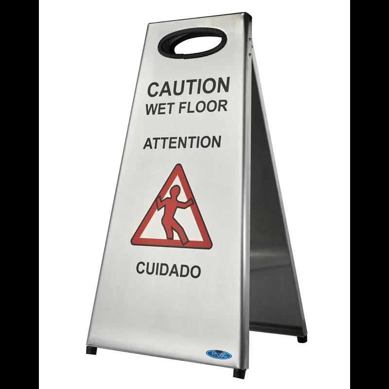Wet Floor Sign Silver Stainless Steel 1/Each