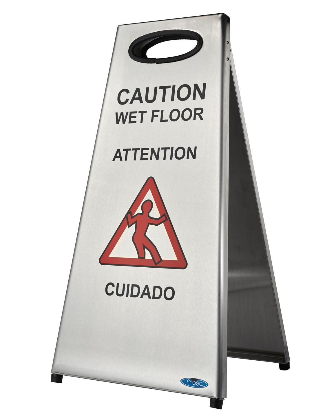 Wet Floor Sign Silver Stainless Steel 1/Each