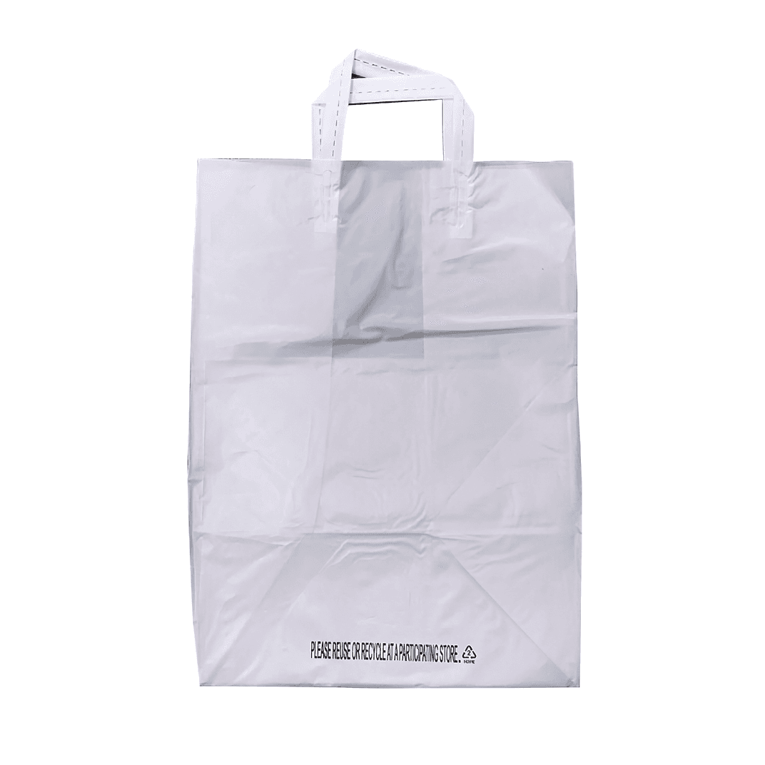 Bag 12X10X16X10 Plastic 2MIL White With Folded Loop Handle Closure 250/Case
