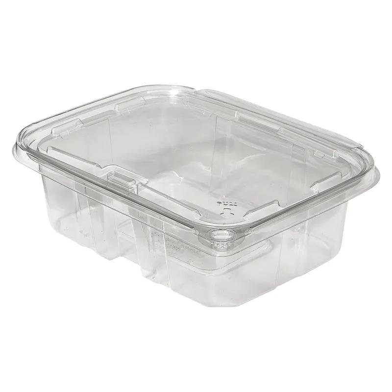 Deli Container Hinged With Flat Lid 24 OZ RPET Clear Rectangle Tamper-Evident 200/Case