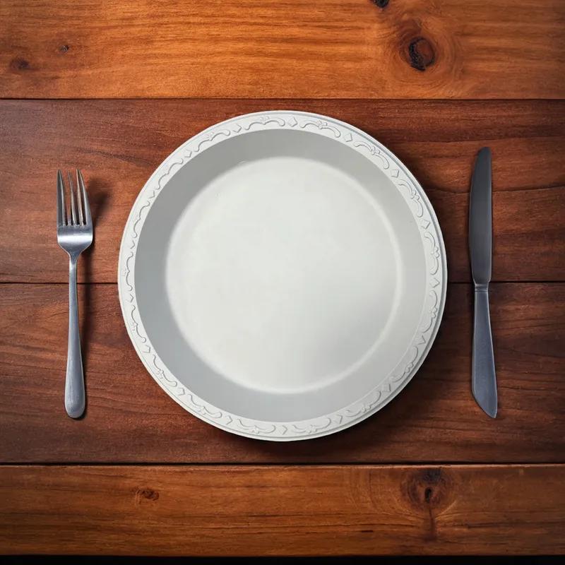 Pebble Box Plate 9 IN PP Ivory Round Microwave Safe Grease Resistant 400/Case