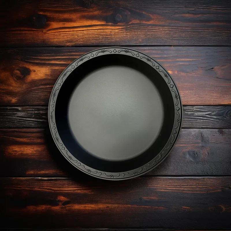 Pebble Box Plate 9 IN PP Black Microwave Safe Grease Resistant 400/Case