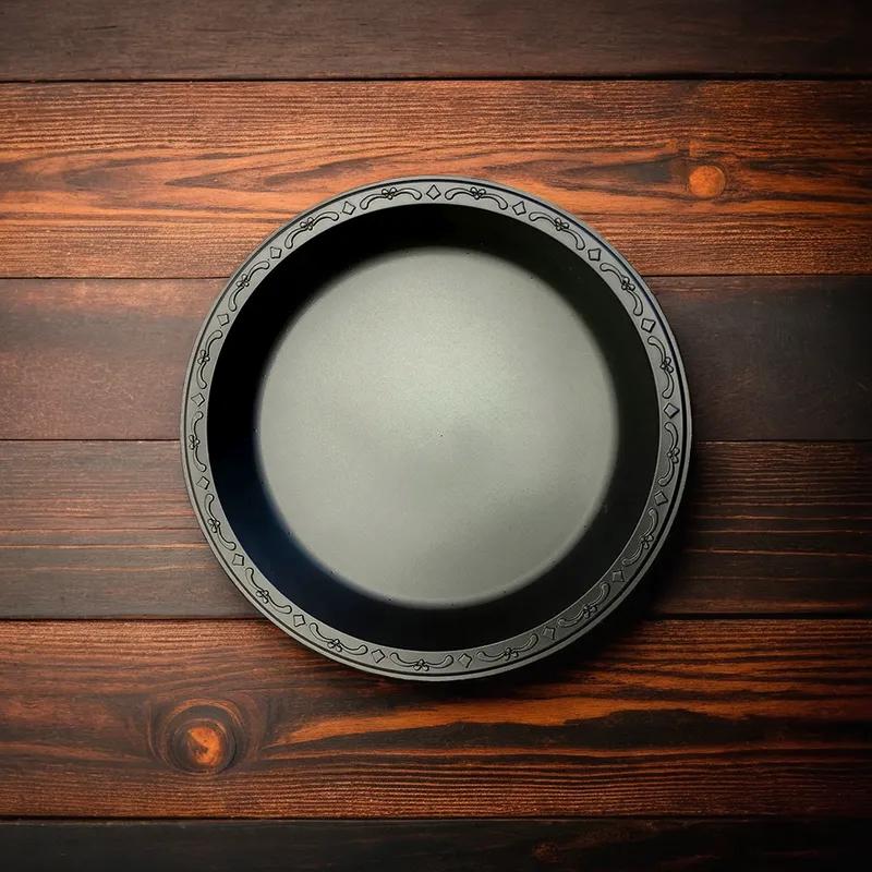 Pebble Box Plate 9 IN PP Black Microwave Safe Grease Resistant 400/Case