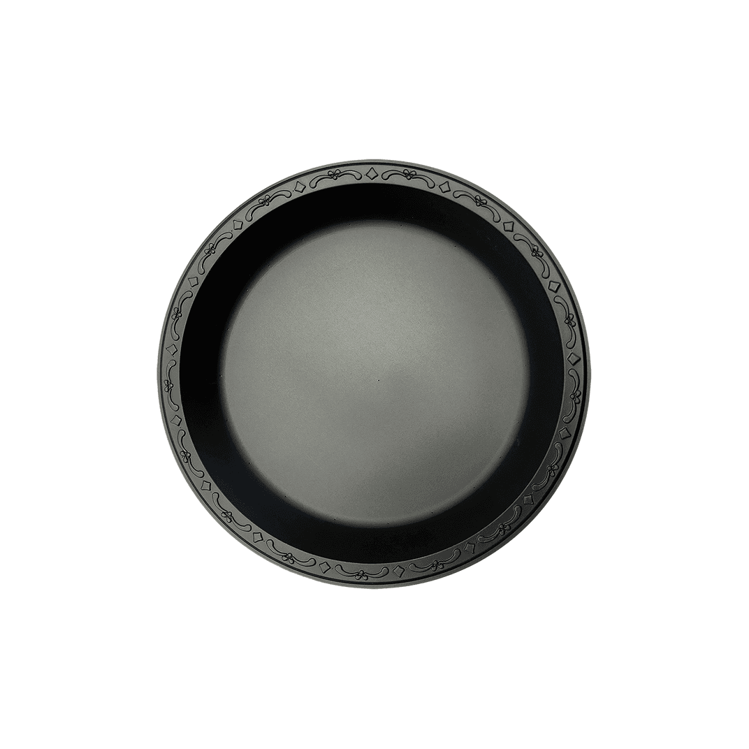 Pebble Box Plate 10.25 IN PP Black Round Microwave Safe Grease Resistant 400/Case