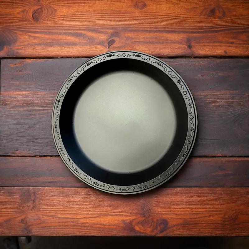 Pebble Box Plate 10.25 IN PP Black Round Microwave Safe Grease Resistant 400/Case