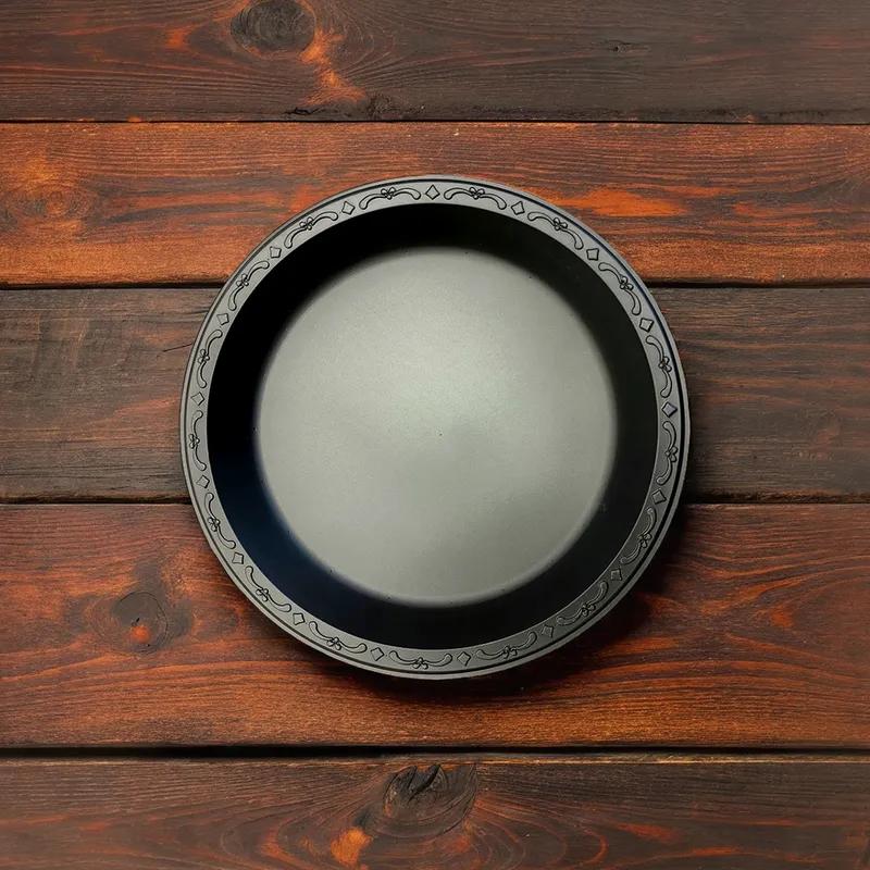 Pebble Box Plate 10.25 IN PP Black Round Microwave Safe Grease Resistant 400/Case