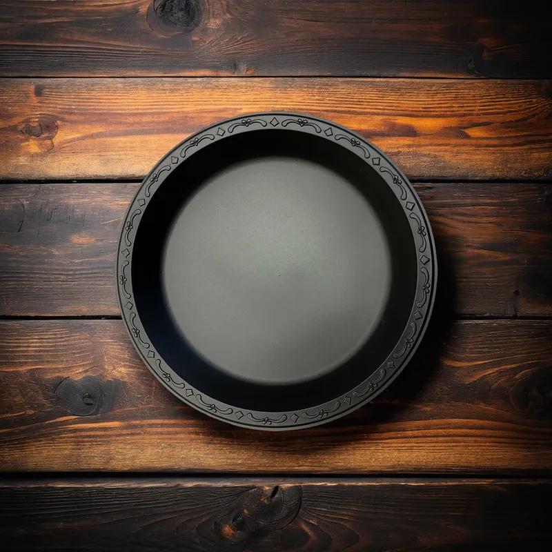 Pebble Box Plate 10.25 IN PP Black Round Microwave Safe Grease Resistant 400/Case