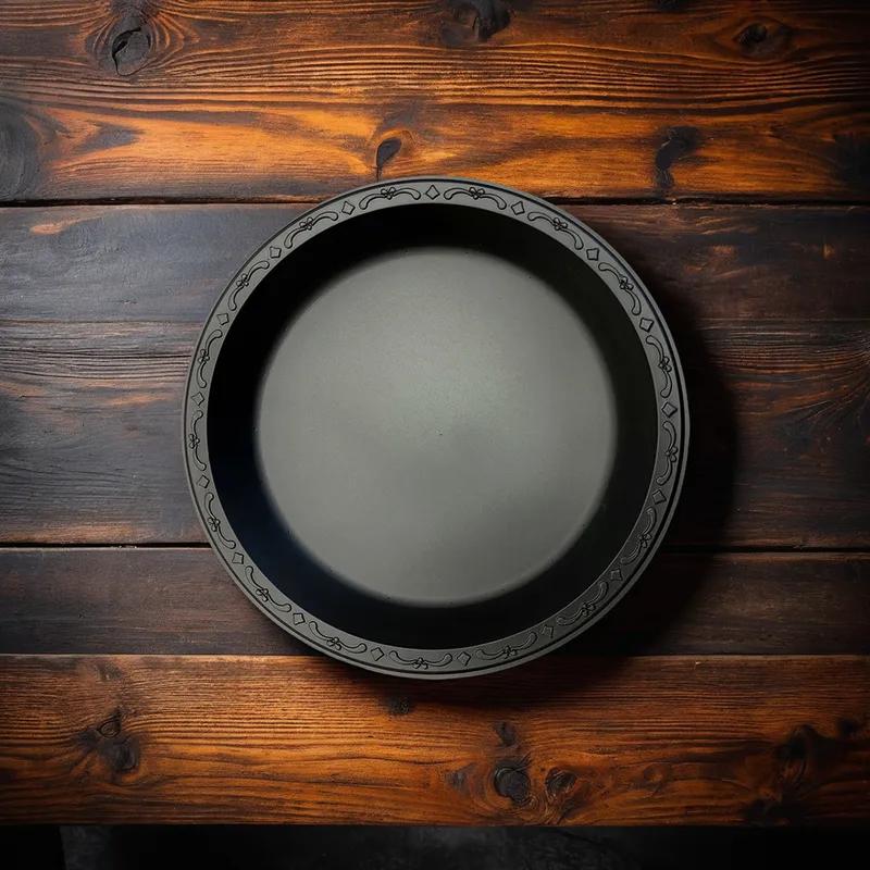 Pebble Box Plate 10.25 IN PP Black Round Microwave Safe Grease Resistant 400/Case