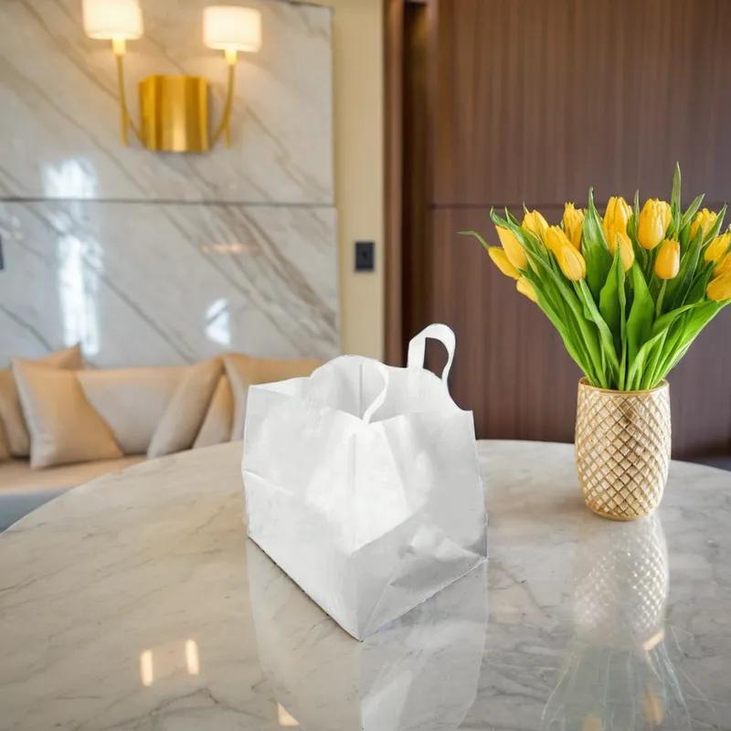 Bag #6.5 14X11.5X12X11.5 HDPE 3MIL White With Soft Loop Handle Closure 200/Case