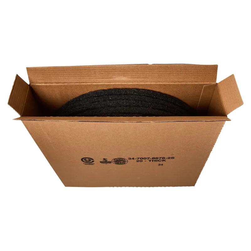 3M™ 7200 Stripping Pad 20X1 IN Black Non-Woven Polyester Fiber 175-600 RPM Center Hole 5/Case