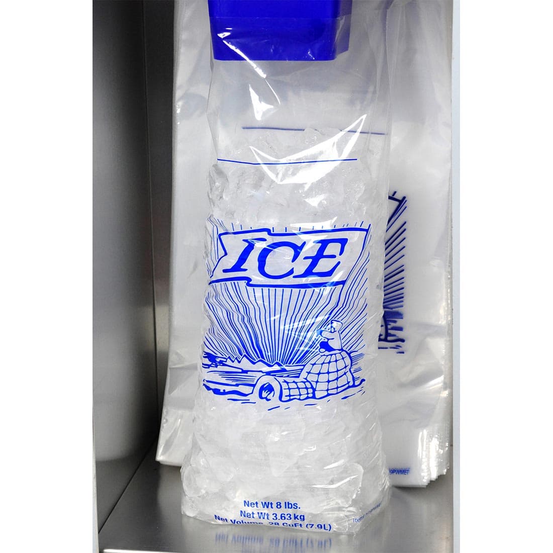 Ice Bag 11X4X19+1.5 IN 8 LB Metallocene (MET) 1.25MIL Clear Printed Header 1000/Case