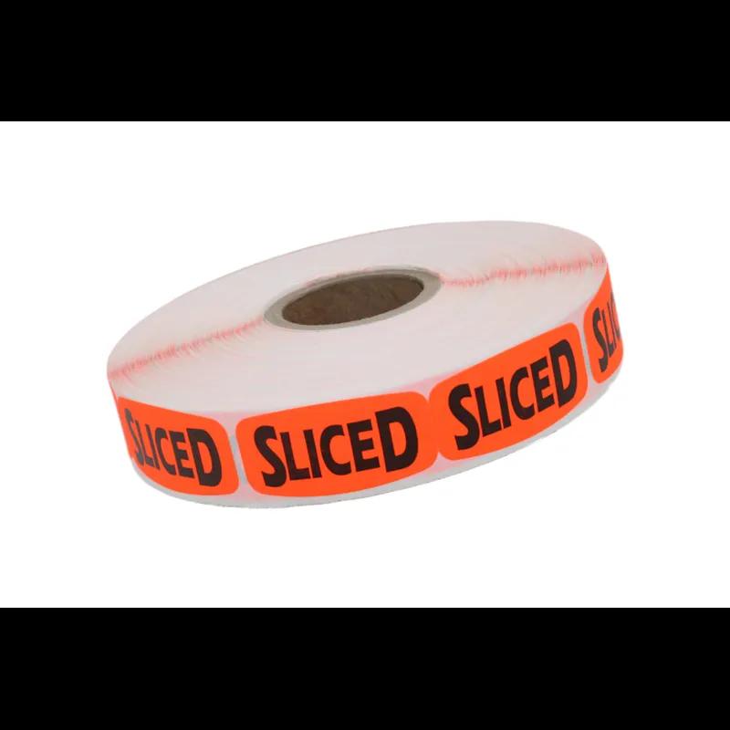 Sliced Label 0.625X1.25 IN Black Fluorescent Red Short Oval 1000 Count/Roll 50 Rolls/Case 50000 Count/Case