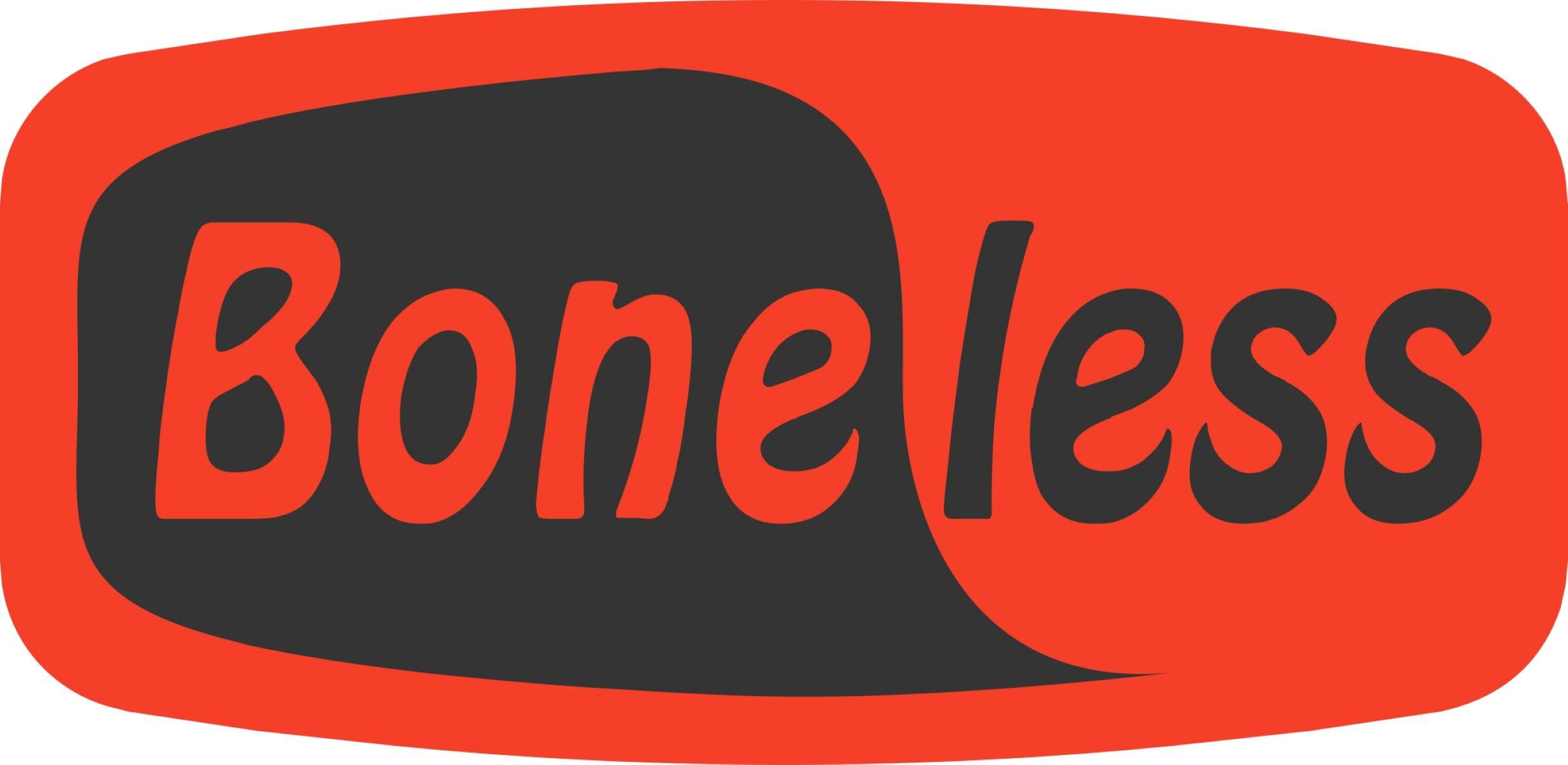 Boneless Label 0.625X1.25 IN Black Fluorescent Red Short Oval 1000 Count/Roll 50 Rolls/Case 50000 Count/Case