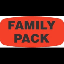 Family Pack Label 0.625X1.25 IN Black Fluorescent Red Short Oval 1000 Count/Roll 50 Rolls/Case 50000 Count/Case