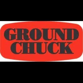 Ground Chuck Label 0.625X1.25 IN Black Fluorescent Red Short Oval 1000 Count/Roll 50 Rolls/Case 50000 Count/Case