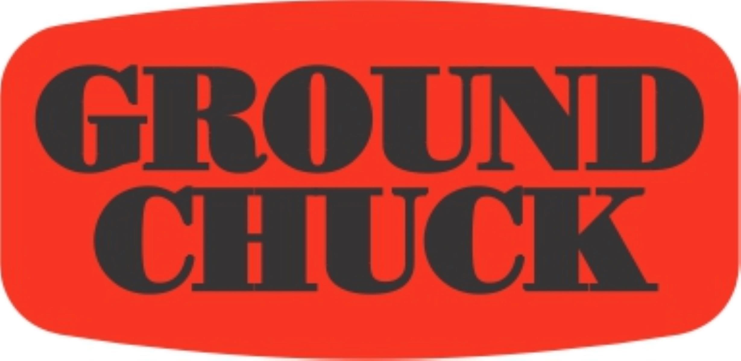 Ground Chuck Label 0.625X1.25 IN Black Fluorescent Red Short Oval 1000 Count/Roll 50 Rolls/Case 50000 Count/Case