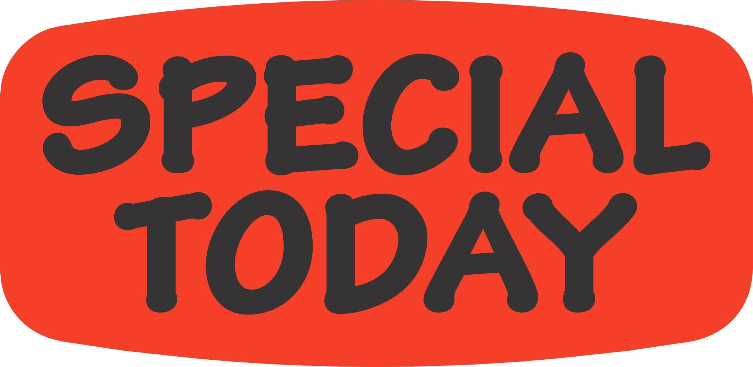 Special Today Label 0.625X1.25 IN Black Fluorescent Red Short Oval Dayglo 1000 Count/Roll 50 Rolls/Case 50000 Count/Case