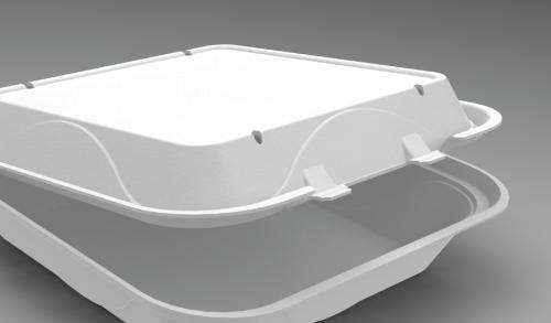 Take-Out Container Hinged 9.25X6.75X2.75 IN Polystyrene Foam Vented 200/Case