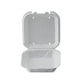 Take-Out Container Hinged 9X9X3 IN Polystyrene Foam White Square Vented 200/Case