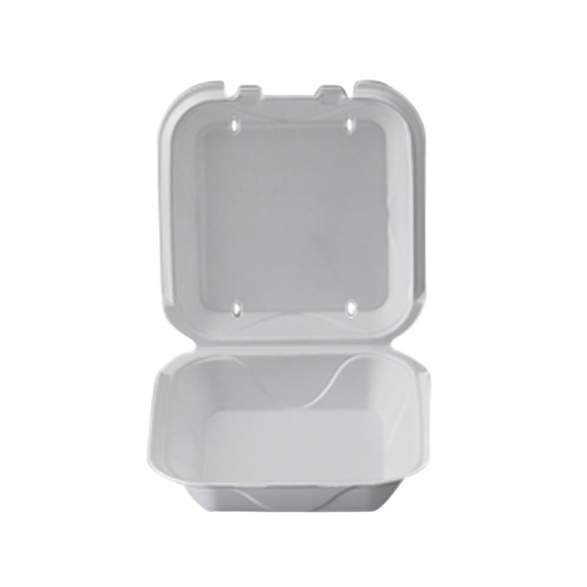 Take-Out Container Hinged 9X9X3 IN Polystyrene Foam White Square Vented 200/Case