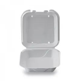 Take-Out Container Hinged 9X9X3 IN Polystyrene Foam White Square Vented 200/Case