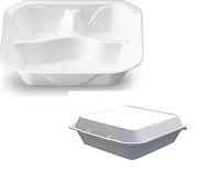 Take-Out Container Hinged 9X9X3 IN 3 Compartment Polystyrene Foam White Square Vented 200/Case