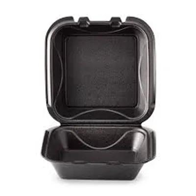 Darnel Naturals® Take-Out Container Hinged With Dome Lid 8X8 IN Polystyrene Foam Black Square 200/Case
