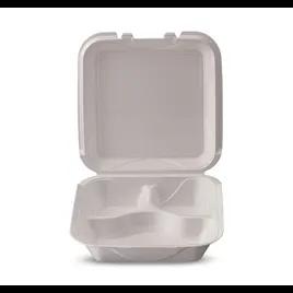 Take-Out Container Hinged 9X9X3.1 IN 3 Compartment Polystyrene Foam Square 200/Case