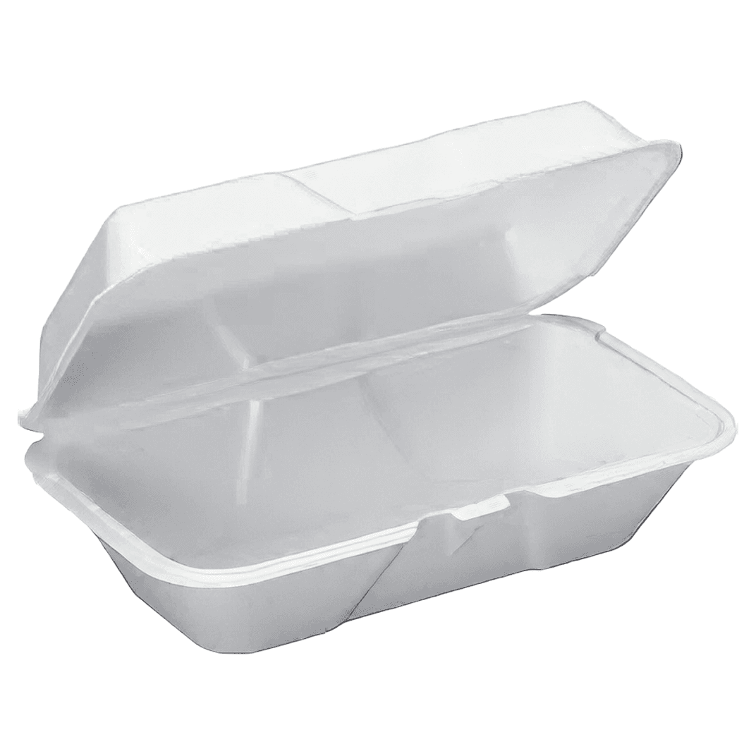 Take-Out Container Hinged 9.25X6.5X3 IN Polystyrene Foam 200/Case