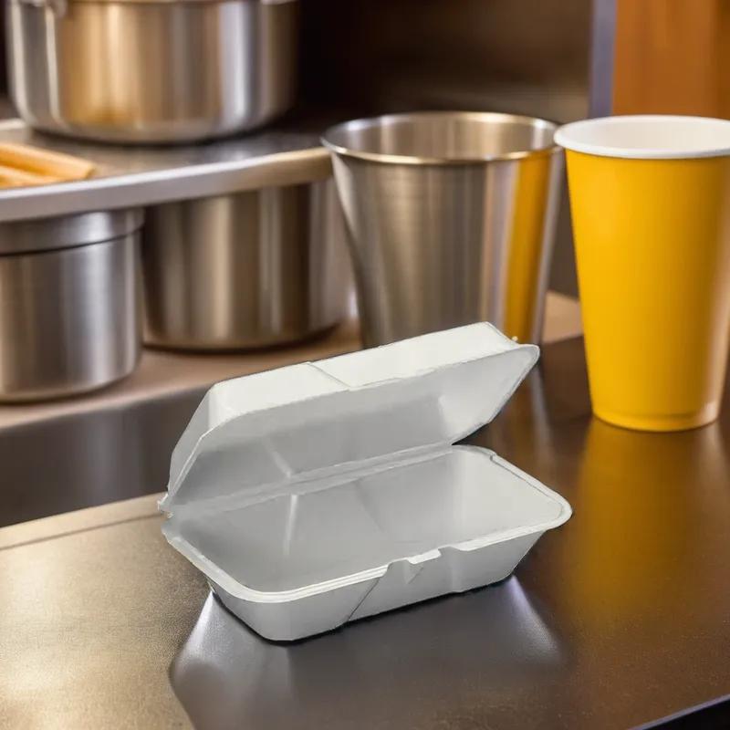 Take-Out Container Hinged 9.25X6.5X3 IN Polystyrene Foam 200/Case
