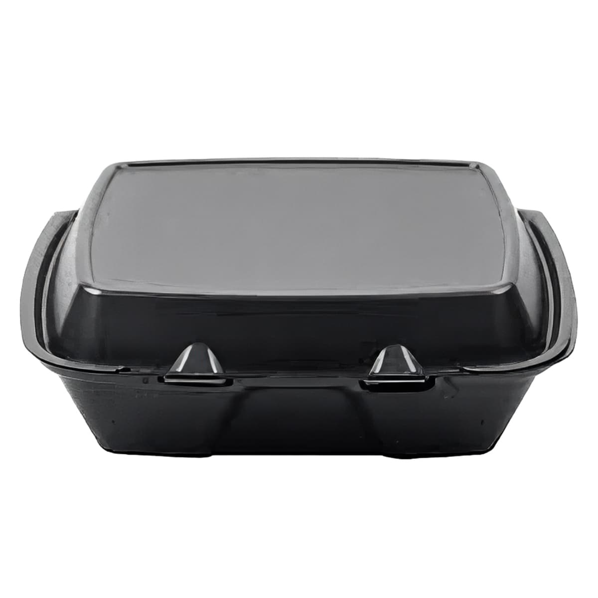 Take-Out Container Hinged With Dome Lid 9X9X3 IN Polystyrene Foam Black Square 200/Case
