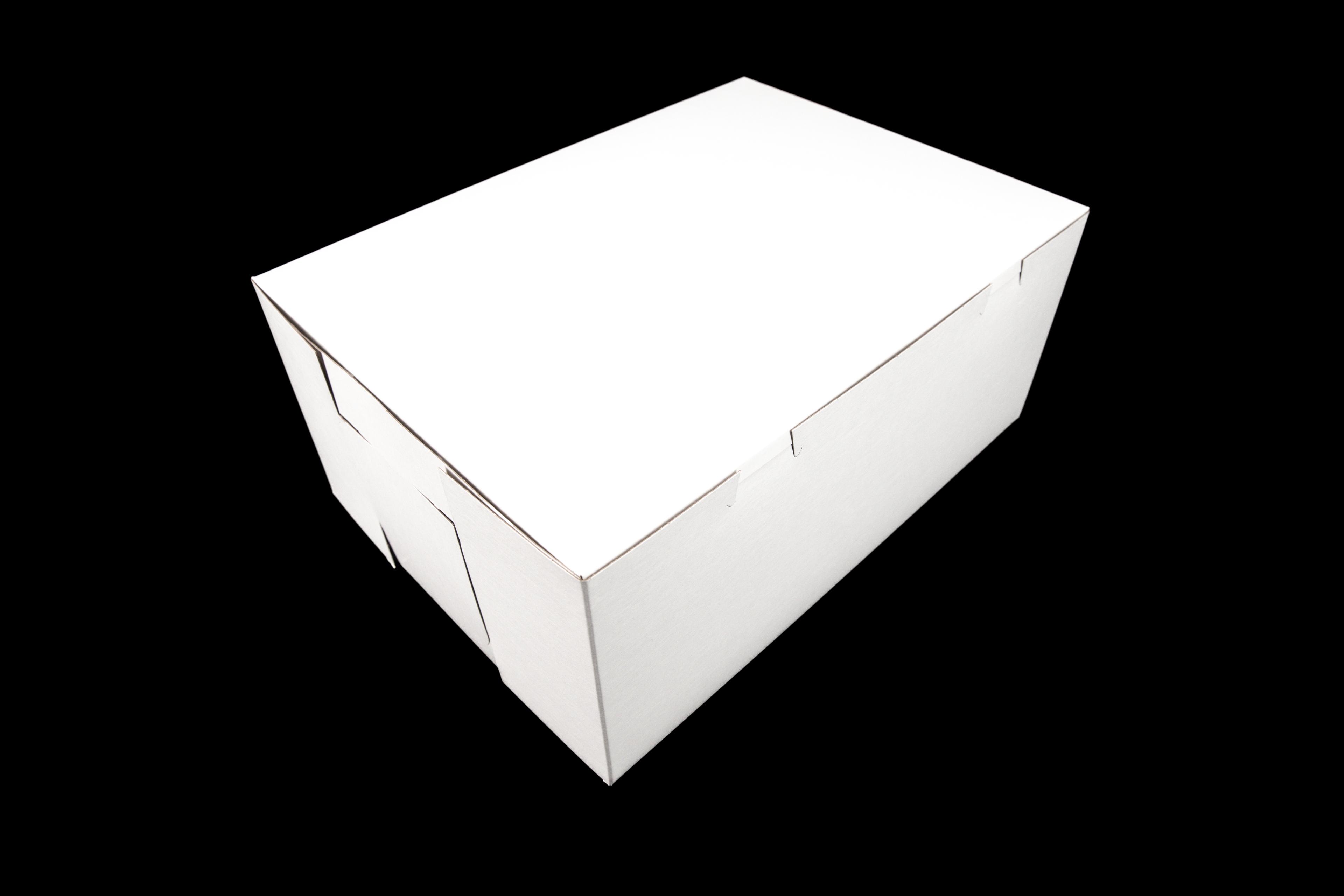 Cake Box 1/4 Size 15X11X5 IN Clay-Coated Kraft Board White Kraft Rectangle Lock Corner 100/Case