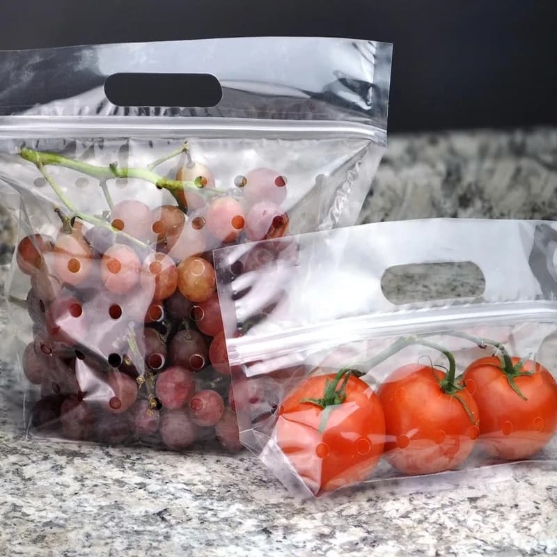 Produce Pouch 11X4X10 IN Polypropylene (PP) 2.5MIL Clear With Zip Seal Closure Bottom Gusset Vented 250 Count/Case