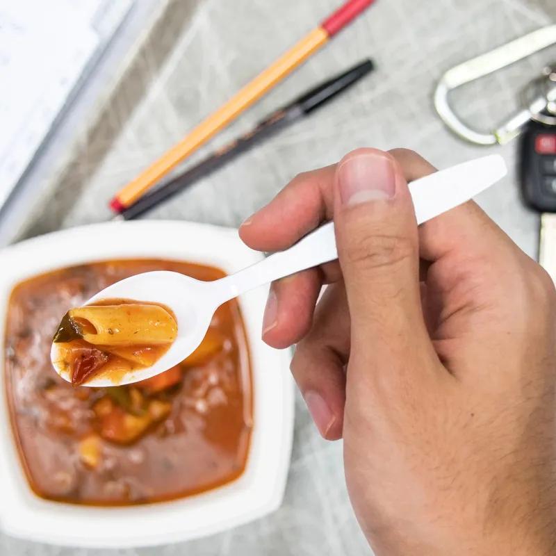 Solo® Guildware® Teaspoon 6.1 IN PS White Heavy Duty 100 Count/Pack 10 Packs/Case 1000 Count/Case