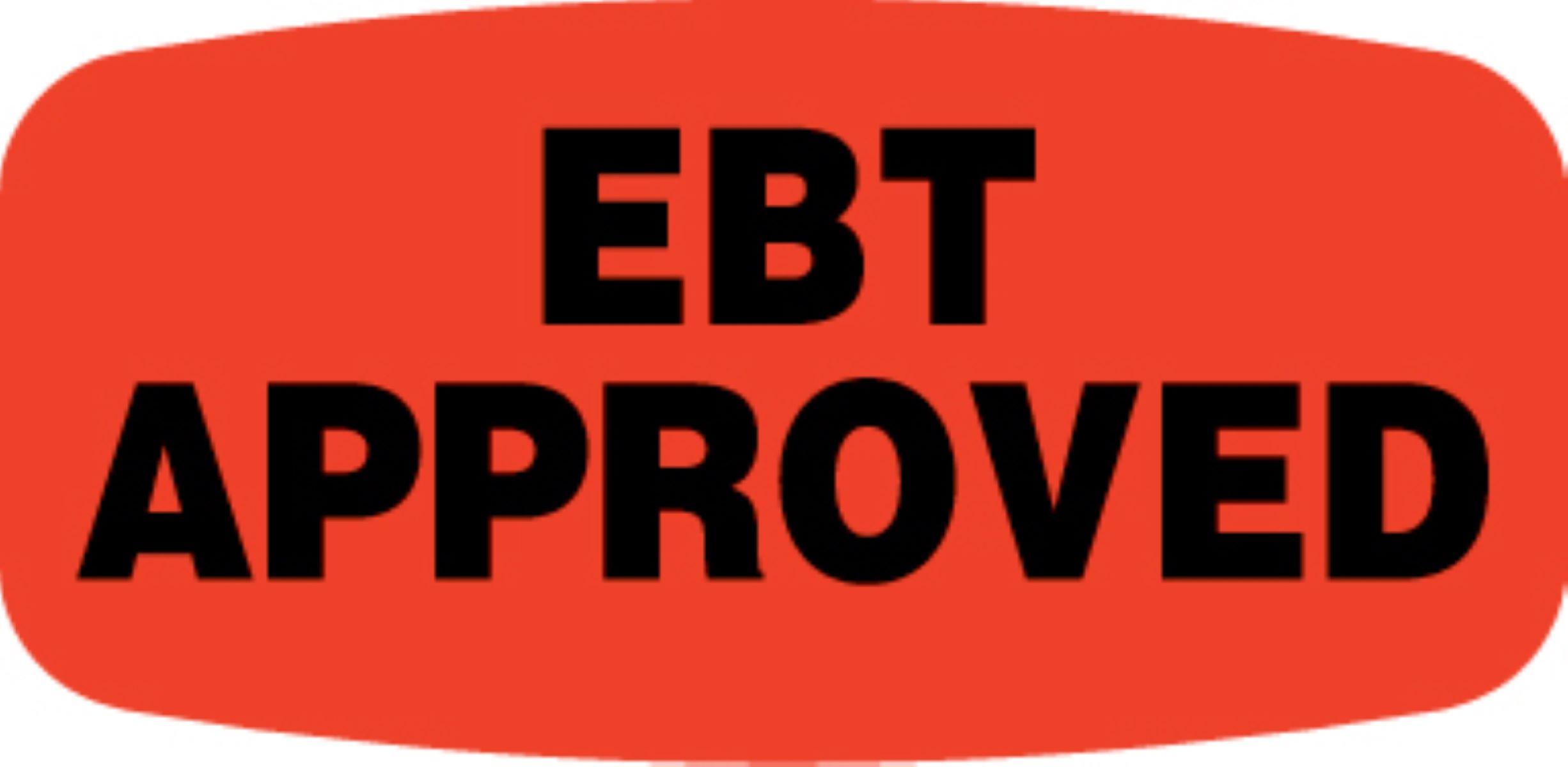 EBT Approved Label 0.625X1.25 IN Black Fluorescent Red Short Oval 1000 Count/Roll 50 Rolls/Case 50000 Count/Case