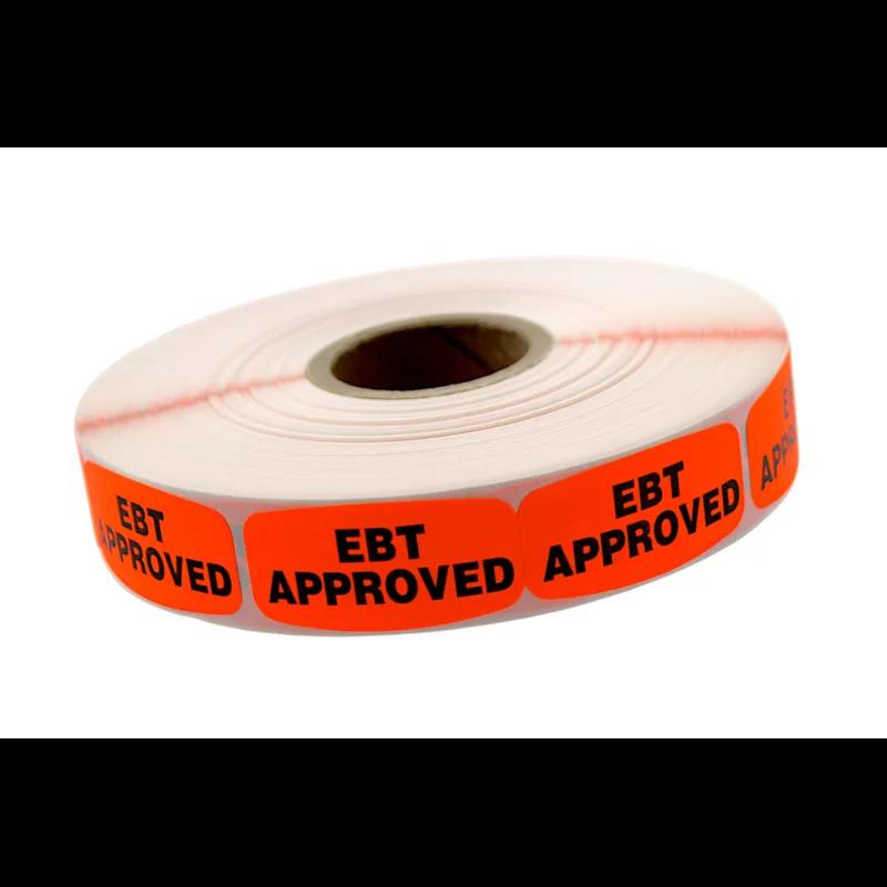 EBT Approved Label 0.625X1.25 IN Black Fluorescent Red Short Oval 1000 Count/Roll 50 Rolls/Case 50000 Count/Case