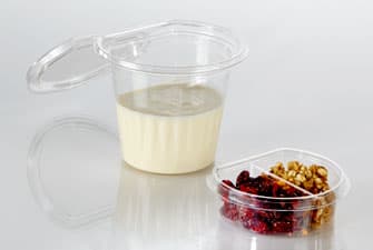 Take-Out Container Insert 4 OZ 3.85X3.36X1.2 IN 2 Compartment PET Clear Round Flat 1440/Case