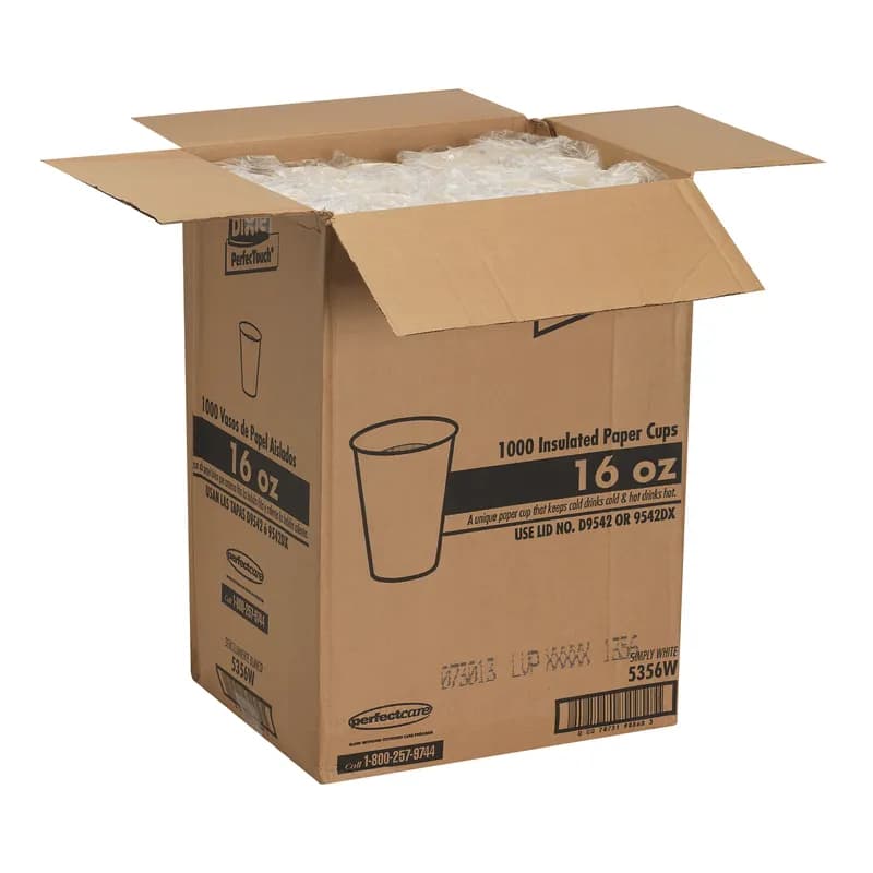 Dixie® Perfect Touch Hot Cup Insulated 16 OZ Double Wall Poly-Coated Paper White 1000/Case