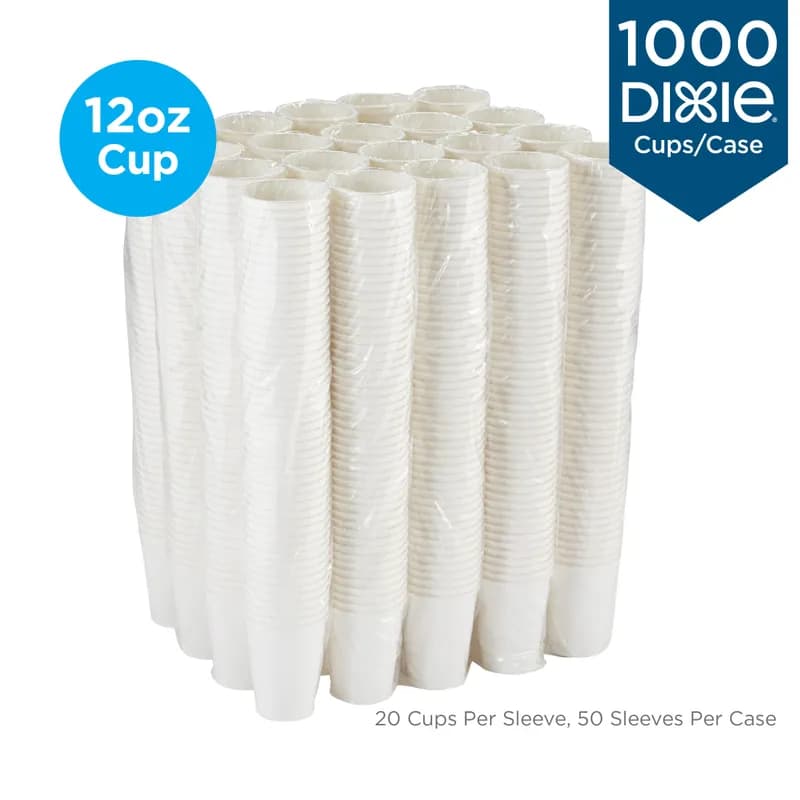 Dixie® Perfect Touch Hot Cup Insulated 12 OZ Double Wall Poly-Coated Paper White 1000/Case