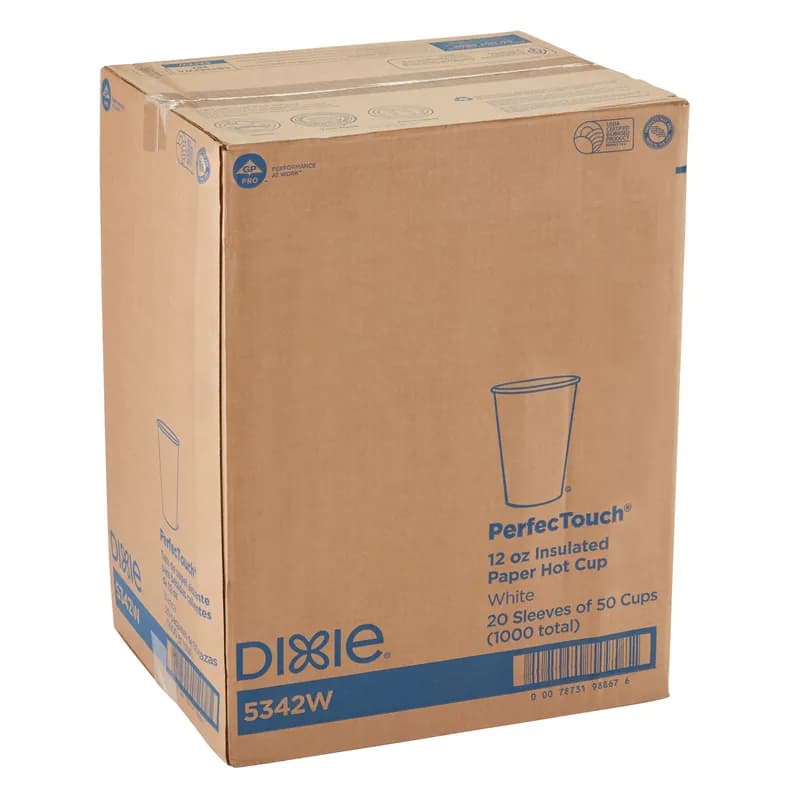 Dixie® Perfect Touch Hot Cup Insulated 12 OZ Double Wall Poly-Coated Paper White 1000/Case